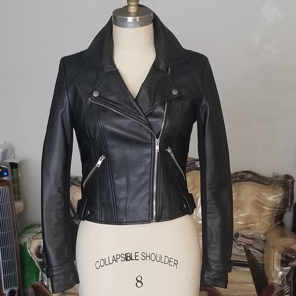 NEW! Faux Leather Motorcycle Jacket w/ Inset - Picture 1 of 10